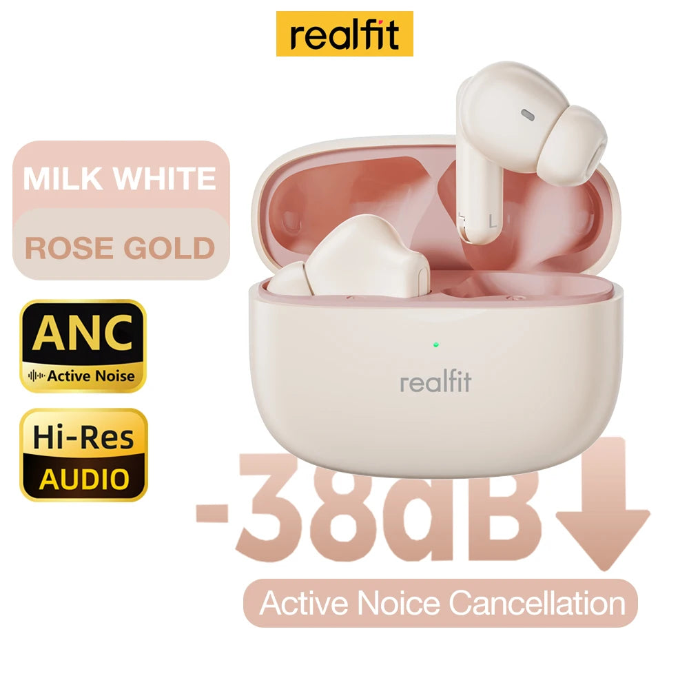 Realfit F3 ANC Bluetooth Earphones – Wireless HiFi Stereo Earbuds for Sports & Gaming