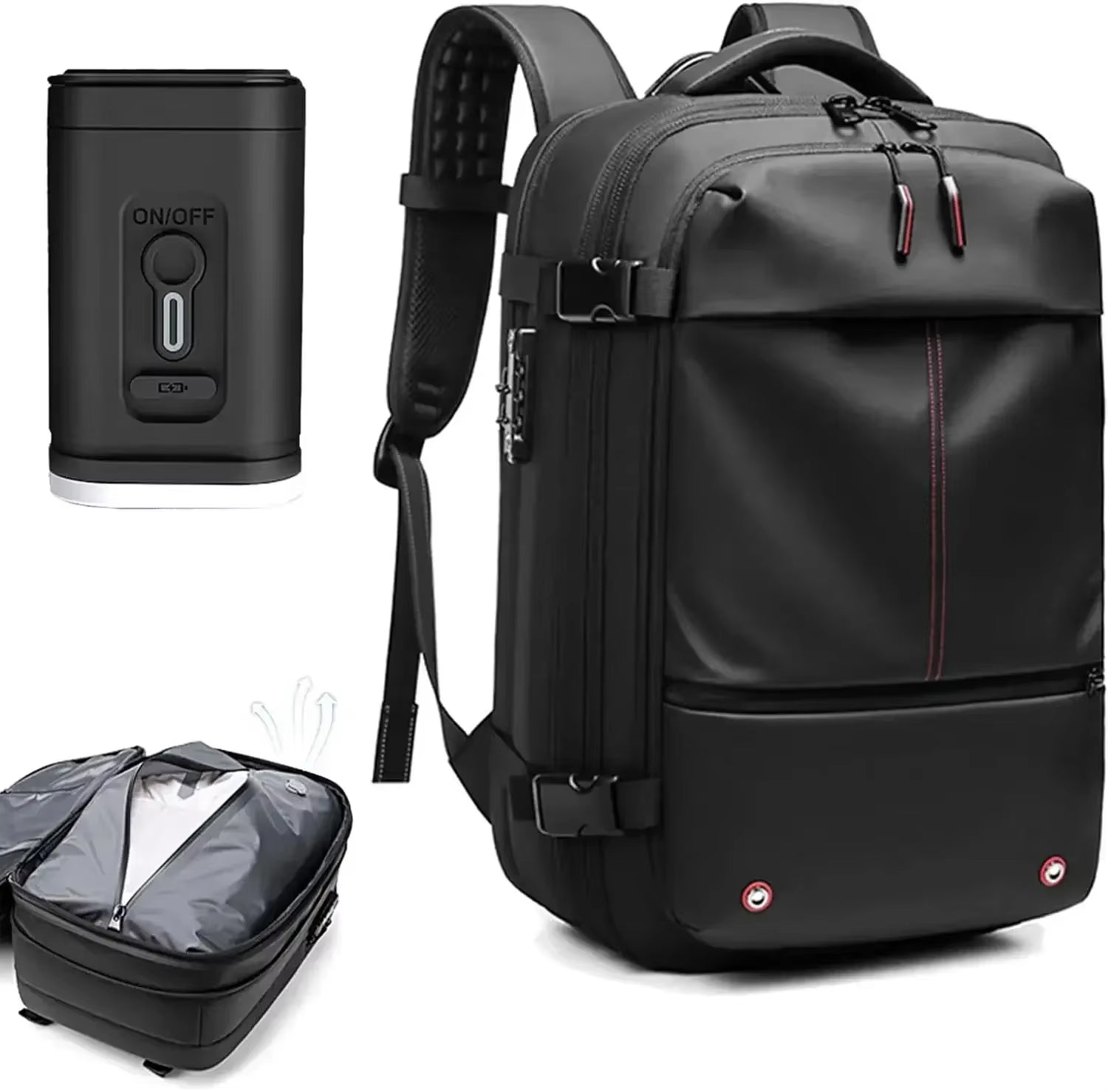 Travel Men Expanded 17.3 Inch Laptop Backpack Vacuum Compression Backpack Carry on Airback Airline Approved Luggage Storage Bag
