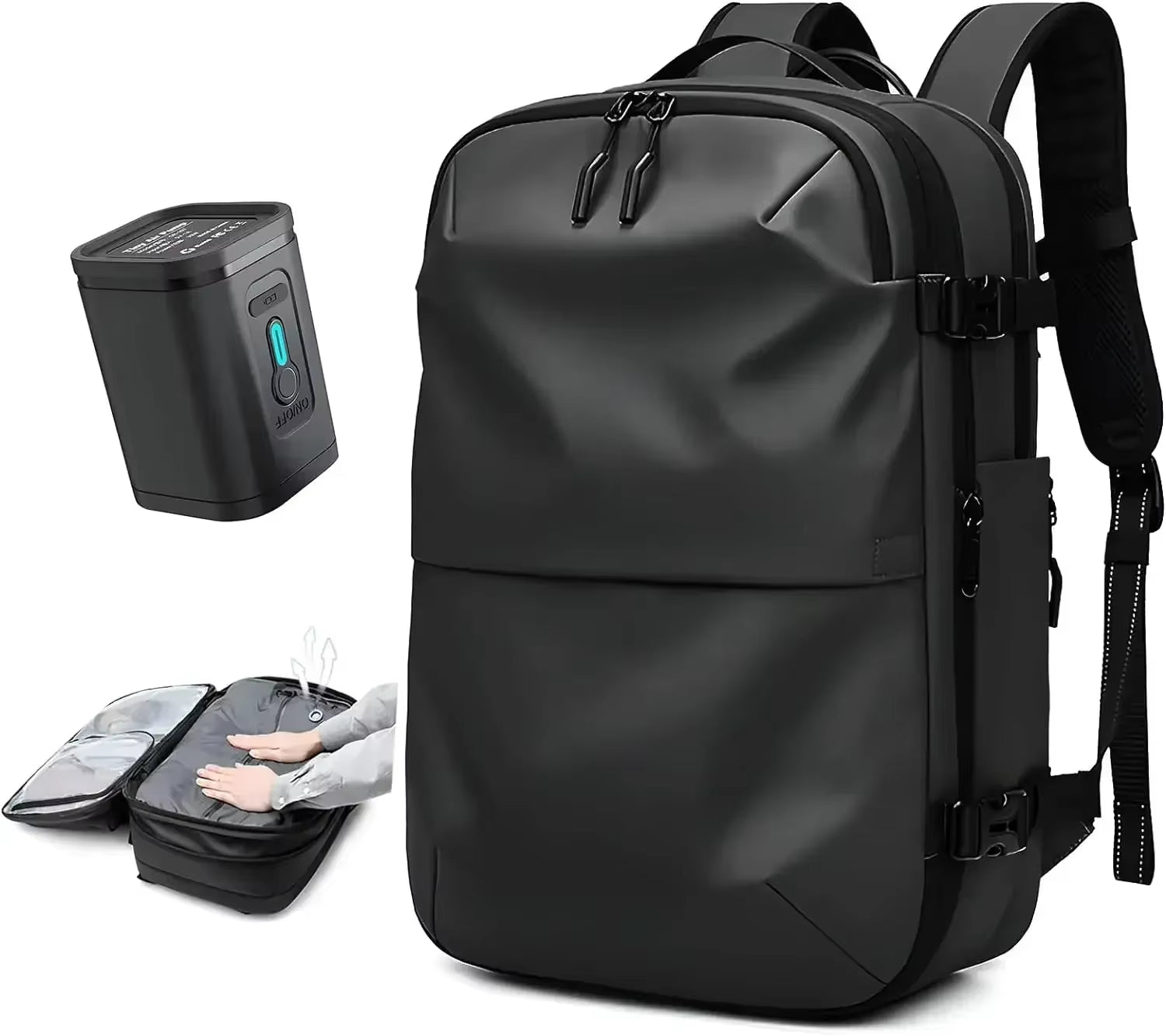 Travel Men Expanded 17.3 Inch Laptop Backpack Vacuum Compression Backpack Carry on Airback Airline Approved Luggage Storage Bag