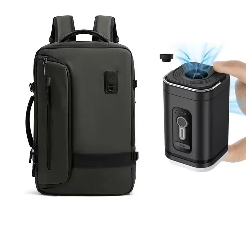 Travel Men Expanded 17.3 Inch Laptop Backpack Vacuum Compression Backpack Carry on Airback Airline Approved Luggage Storage Bag