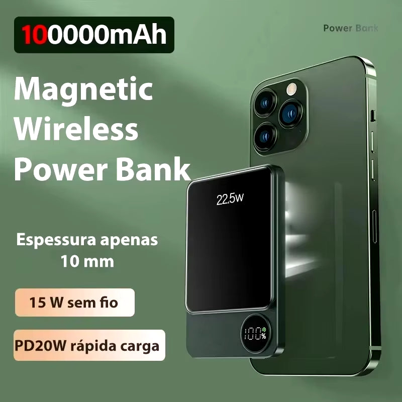 Wireless Power Bank Magnetic 100000Mah Portable Powerbank Type C Fast Charger for Iphone Xiaomi Samsung All Magsafe Series Phone