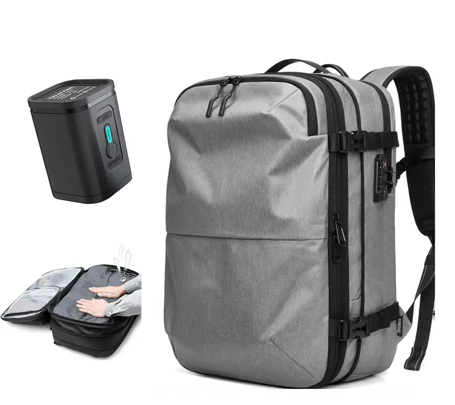 Travel Men Expanded 17.3 Inch Laptop Backpack Vacuum Compression Backpack Carry on Airback Airline Approved Luggage Storage Bag