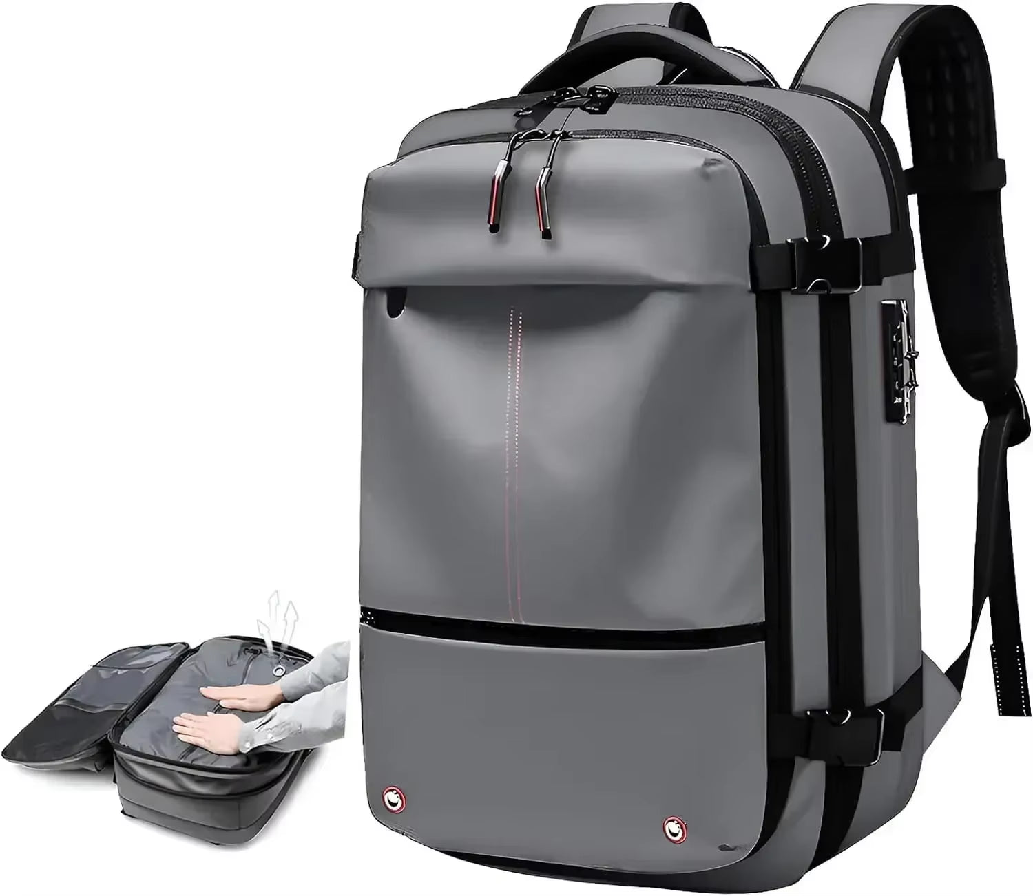 Travel Men Expanded 17.3 Inch Laptop Backpack Vacuum Compression Backpack Carry on Airback Airline Approved Luggage Storage Bag