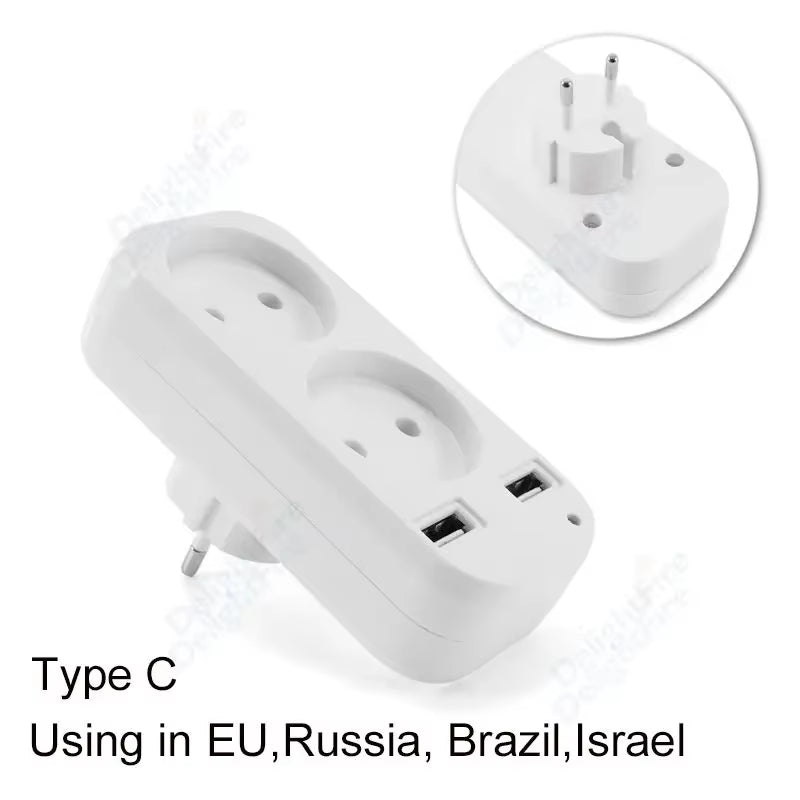 EU Plug Multiple Power Adapter Outlet European Standard 1 to 1/2/3 Way Multi-Plug Euro Converter Adaptor Electrical Sockets