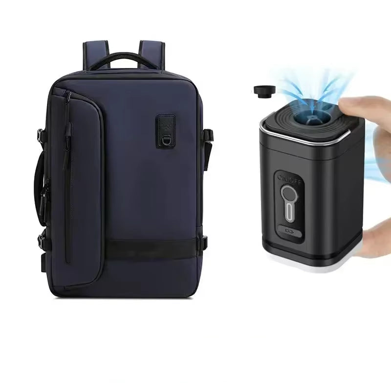 Travel Men Expanded 17.3 Inch Laptop Backpack Vacuum Compression Backpack Carry on Airback Airline Approved Luggage Storage Bag