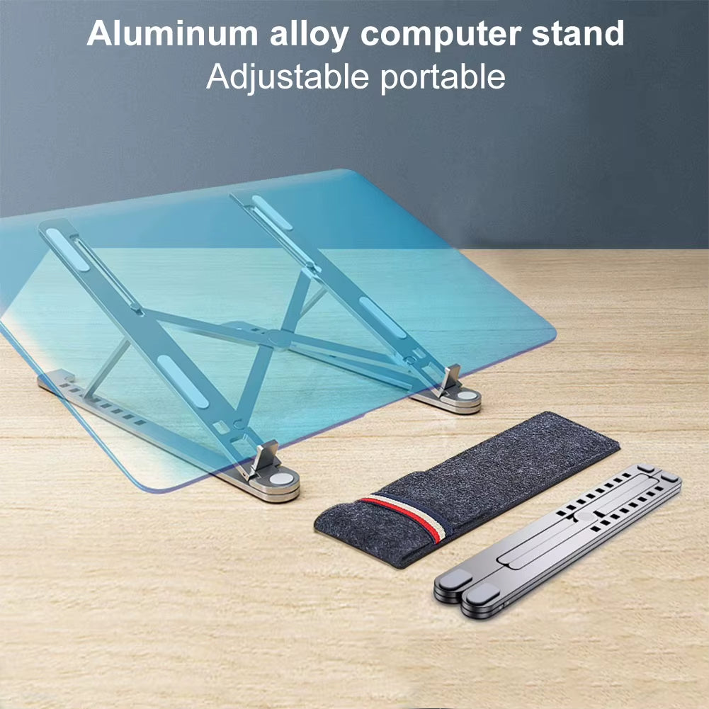 Laptop Holder Riser Foldable Computer Tablet Stand 8 Angles Adjustable Portable Notebook Stand Aluminum Alloy for 11-17.3In