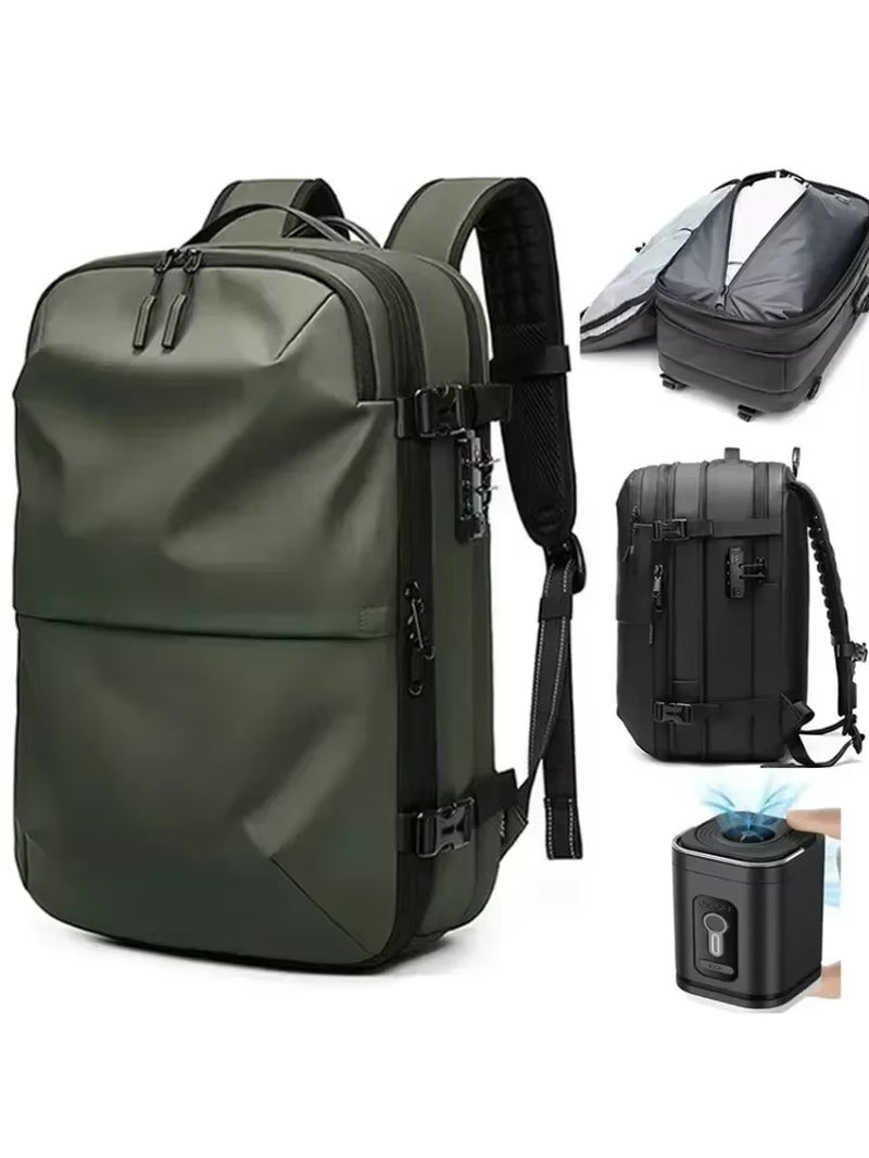 Travel Men Expanded 17.3 Inch Laptop Backpack Vacuum Compression Backpack Carry on Airback Airline Approved Luggage Storage Bag