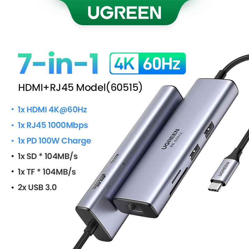 UGREEN Dual HDMI USB C HUB – 10-in-1 8K Adapter Dock with RJ45, USB 3.0, and PD 100W for MacBook Pro/Air M2/M1