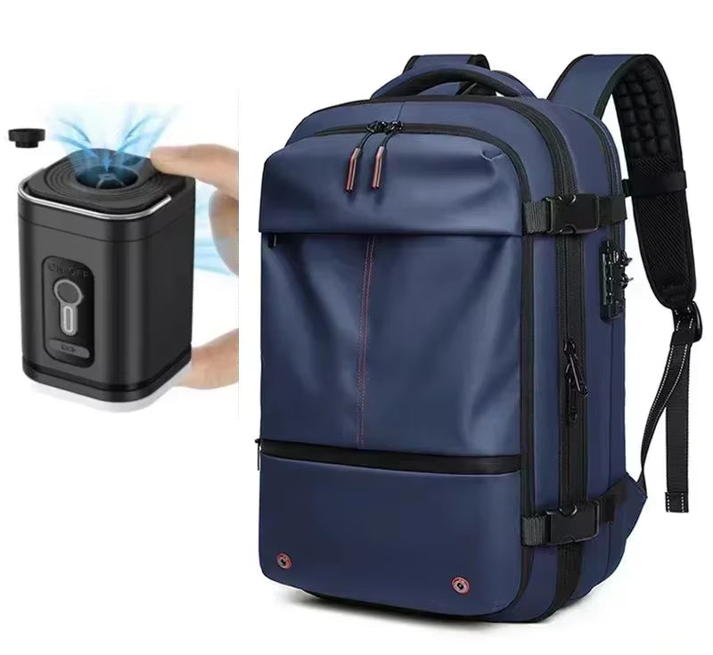 Travel Men Expanded 17.3 Inch Laptop Backpack Vacuum Compression Backpack Carry on Airback Airline Approved Luggage Storage Bag