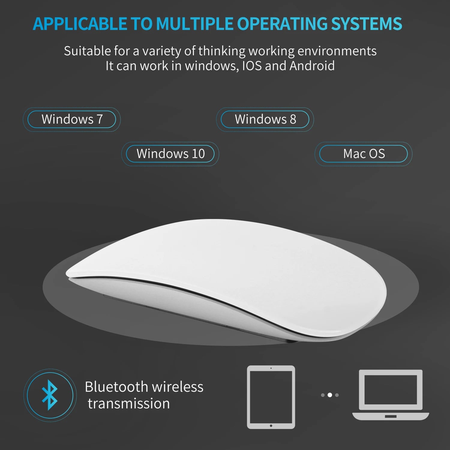 Bluetooth 4.0 Wireless Mouse Rechargeable Silent Multi Arc Touch Mice Ultra-Thin Magic Mouse for Laptop Ipad Mac PC Macbook