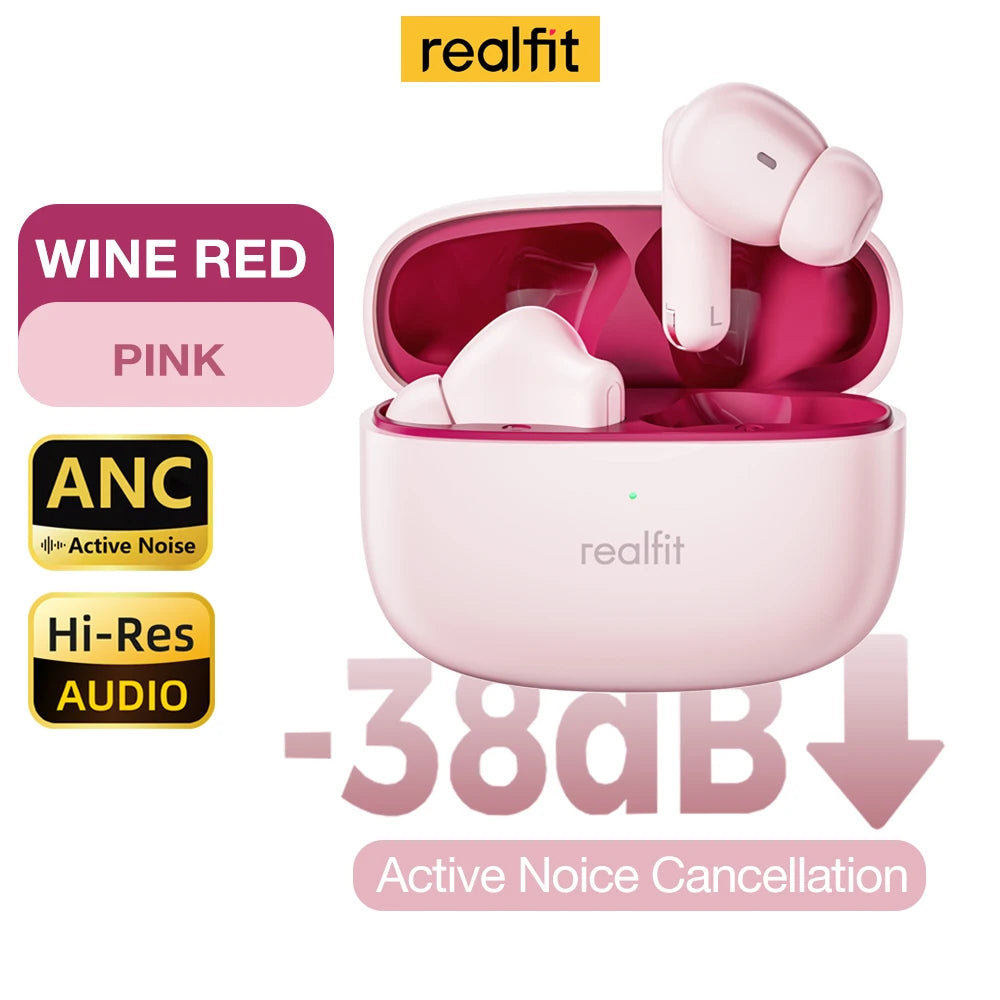 Realfit F3 ANC Bluetooth Earphones – Wireless HiFi Stereo Earbuds for Sports & Gaming
