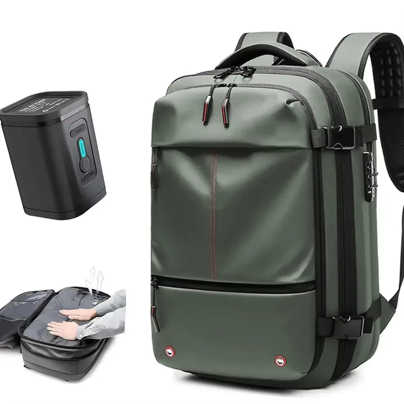 Travel Men Expanded 17.3 Inch Laptop Backpack Vacuum Compression Backpack Carry on Airback Airline Approved Luggage Storage Bag