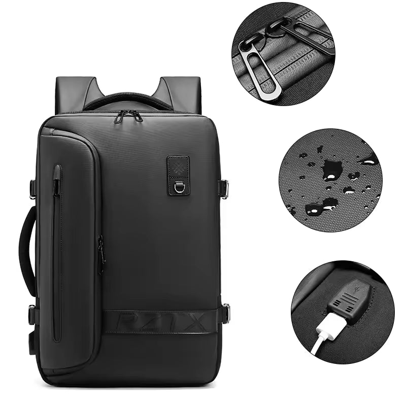 Travel Men Expanded 17.3 Inch Laptop Backpack Vacuum Compression Backpack Carry on Airback Airline Approved Luggage Storage Bag