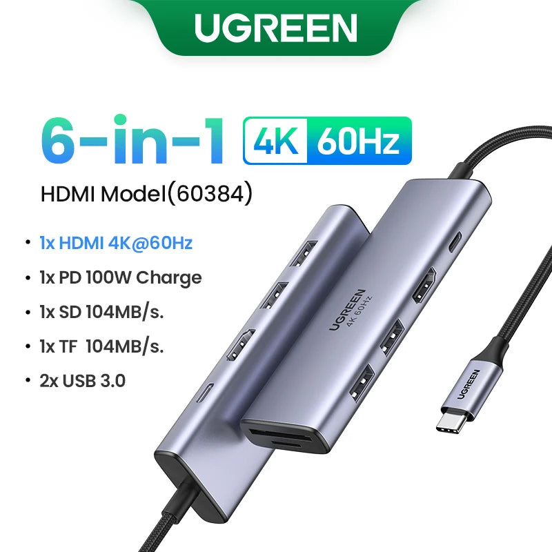 UGREEN Dual HDMI USB C HUB – 10-in-1 8K Adapter Dock with RJ45, USB 3.0, and PD 100W for MacBook Pro/Air M2/M1