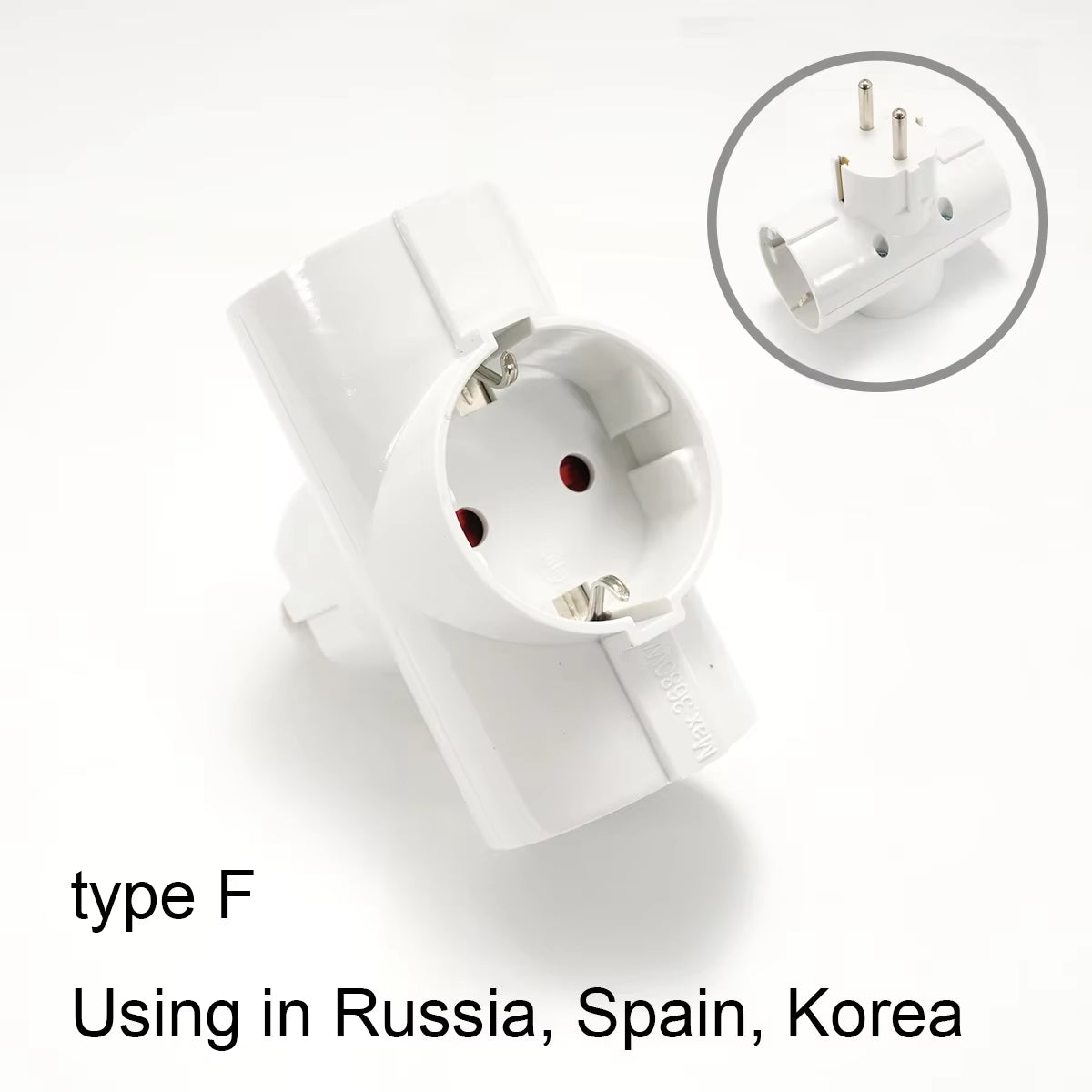 EU Plug Multiple Power Adapter Outlet European Standard 1 to 1/2/3 Way Multi-Plug Euro Converter Adaptor Electrical Sockets