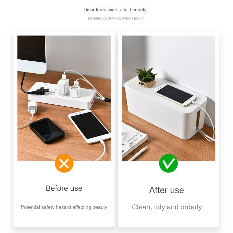 Cable Storage Box Desktop Power Strip Storage Box Dustproof Socket Storage Box Home Wire Case Wire Management Cable Organizer