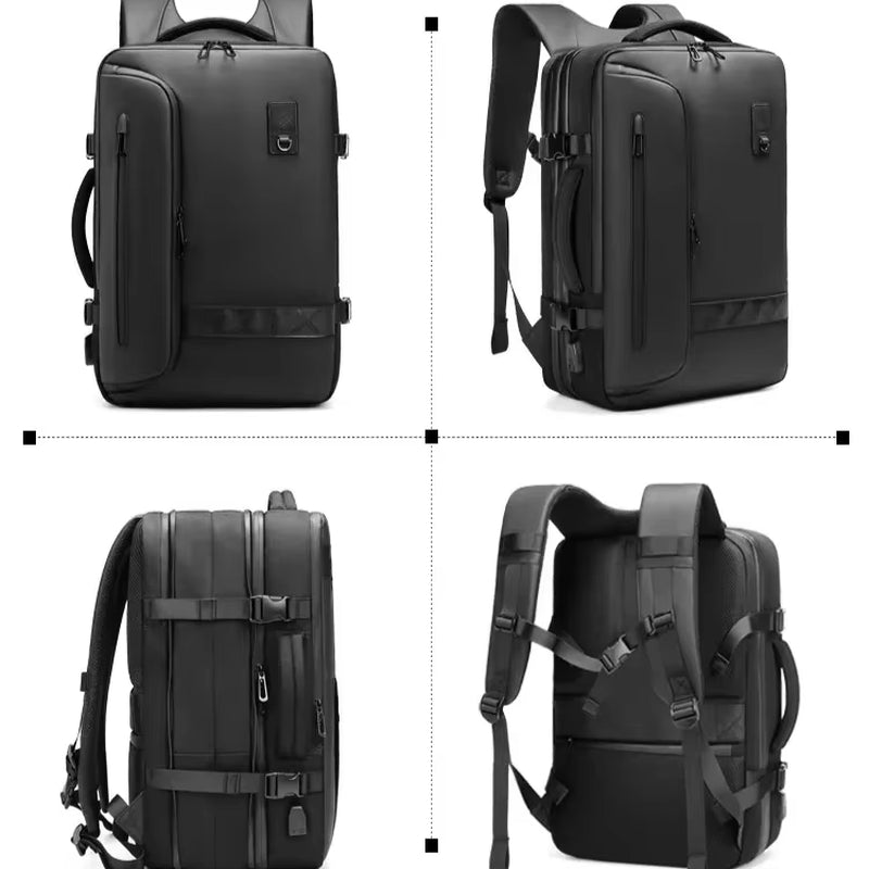 Travel Men Expanded 17.3 Inch Laptop Backpack Vacuum Compression Backpack Carry on Airback Airline Approved Luggage Storage Bag