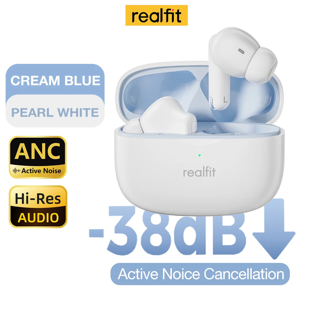 Realfit F3 ANC Bluetooth Earphones – Wireless HiFi Stereo Earbuds for Sports & Gaming