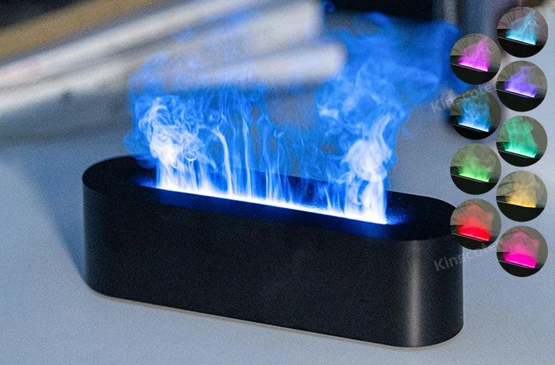 Essential Oil Aroma Diffuser Flame Air Humidifier Ultrasonic Cool Mist Difusor with RGB Realistic Fire Night Light