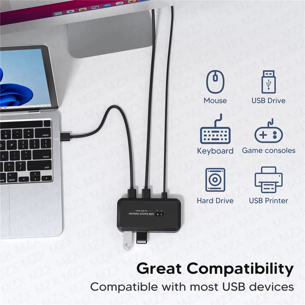 USB 3.0 Switch KVM Switcher Selector KM Hub Docking Station Dock 2 Computer Laptop PC Accessories Share Keyboard for Macbook