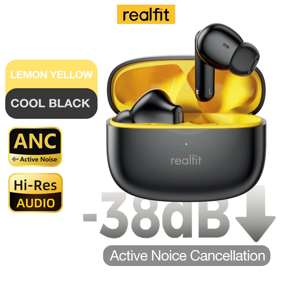 Realfit F3 ANC Bluetooth Earphones – Wireless HiFi Stereo Earbuds for Sports & Gaming