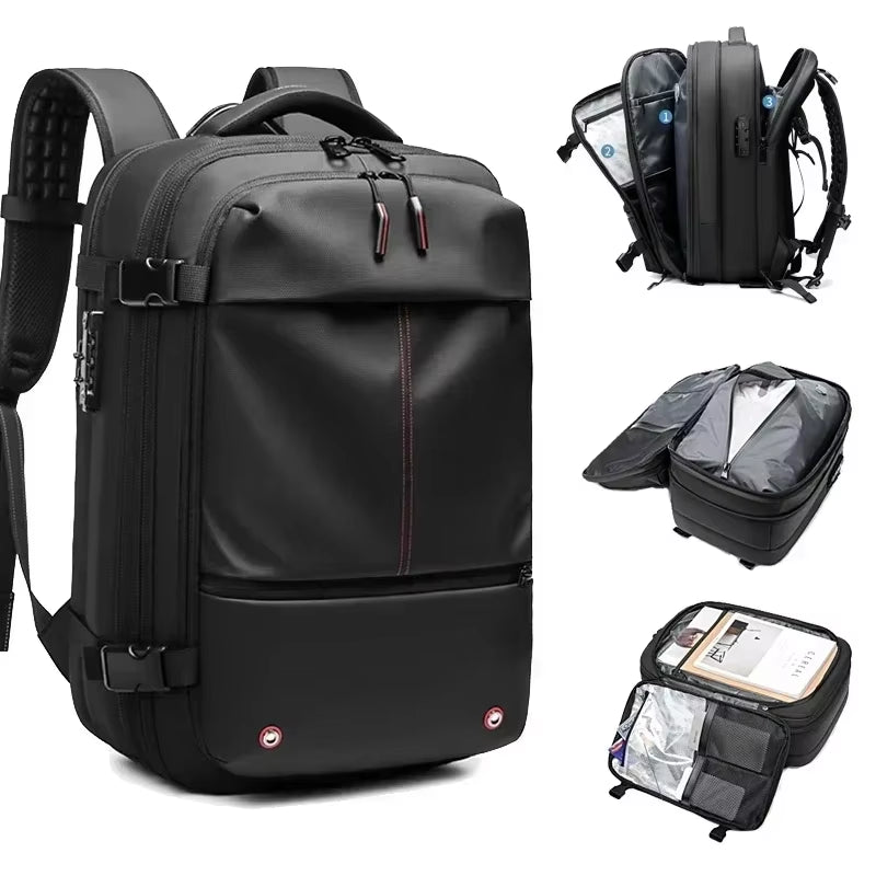 Travel Men Expanded 17.3 Inch Laptop Backpack Vacuum Compression Backpack Carry on Airback Airline Approved Luggage Storage Bag