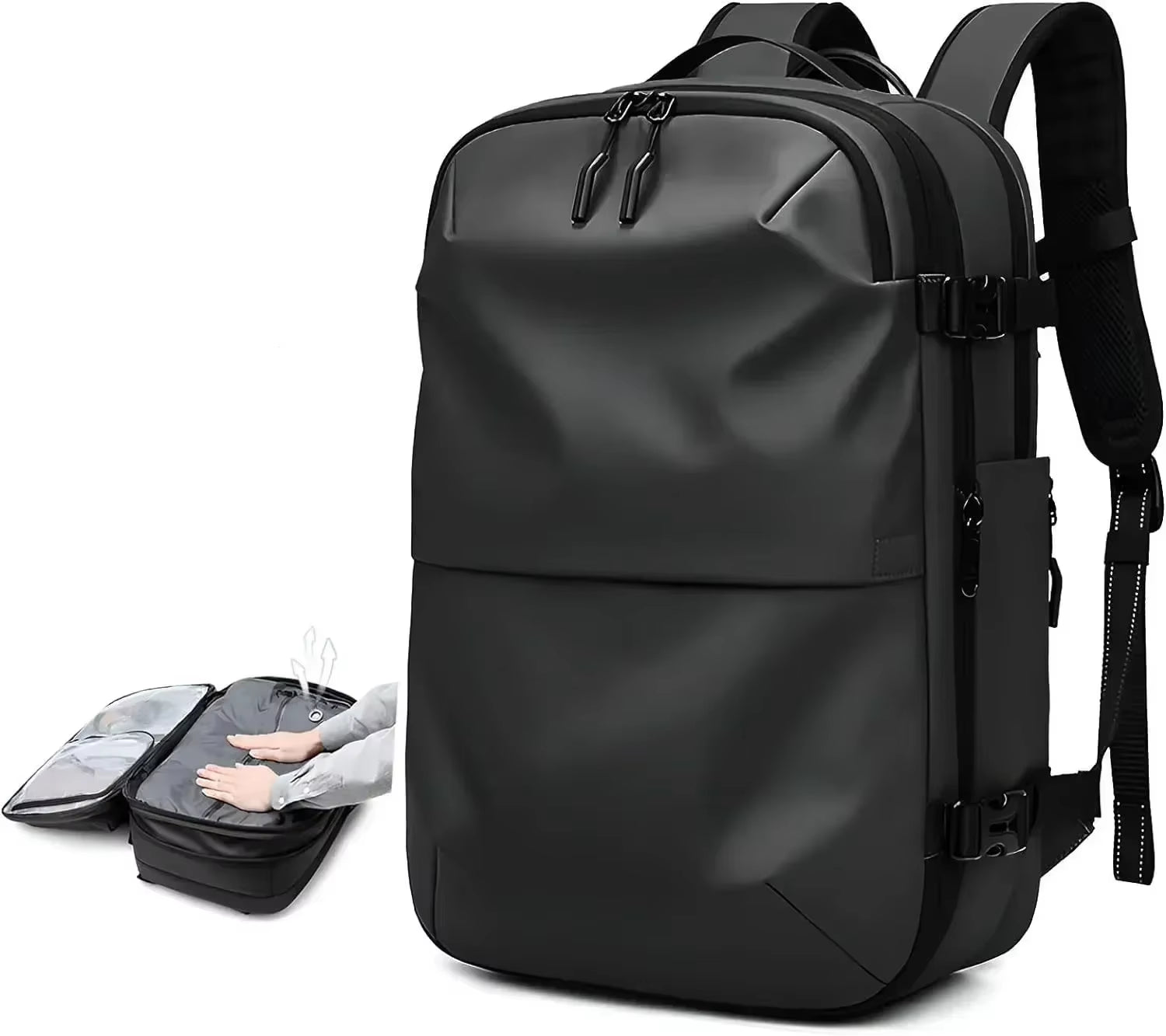 Travel Men Expanded 17.3 Inch Laptop Backpack Vacuum Compression Backpack Carry on Airback Airline Approved Luggage Storage Bag