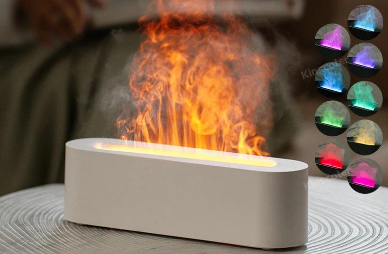 Essential Oil Aroma Diffuser Flame Air Humidifier Ultrasonic Cool Mist Difusor with RGB Realistic Fire Night Light