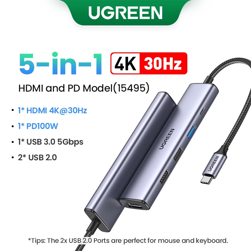 UGREEN Dual HDMI USB C HUB – 10-in-1 8K Adapter Dock with RJ45, USB 3.0, and PD 100W for MacBook Pro/Air M2/M1