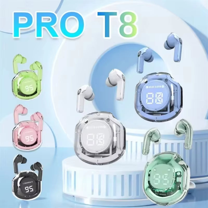 T8 TWS Wireless Bluetooth Headset Wireless Headphones Sport Gaming Headset Noise Reduction Earbuds Bass Touch Control for Phones