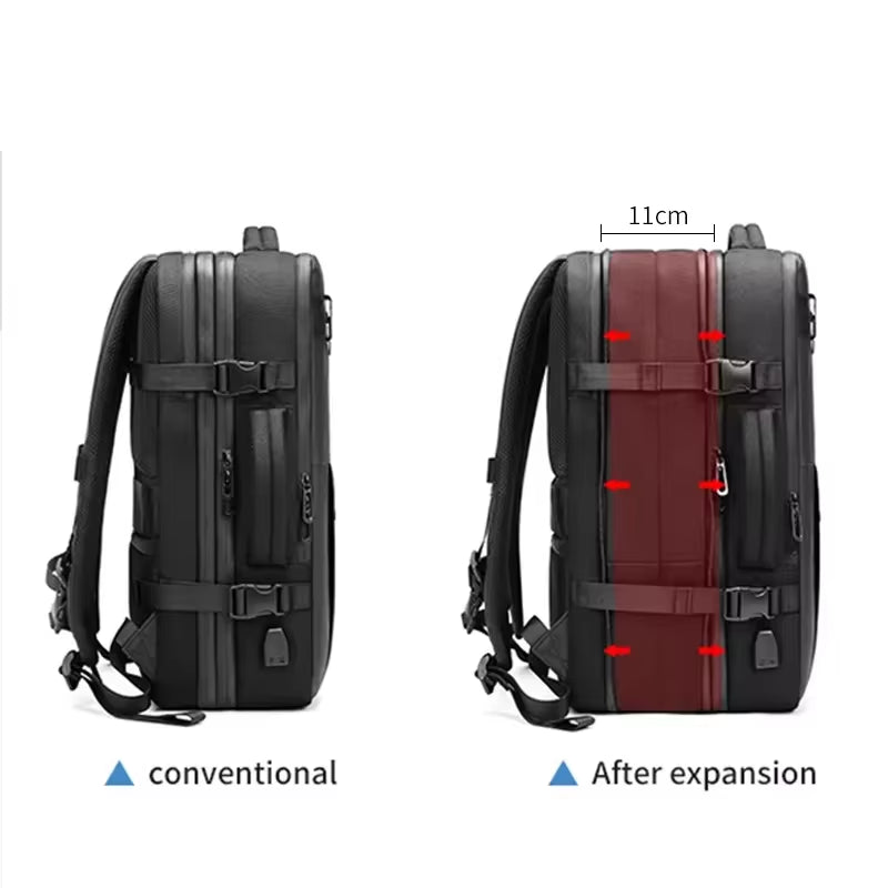 Travel Men Expanded 17.3 Inch Laptop Backpack Vacuum Compression Backpack Carry on Airback Airline Approved Luggage Storage Bag