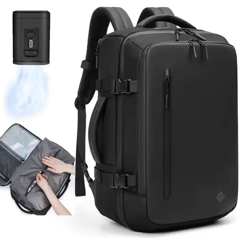 Travel Men Expanded 17.3 Inch Laptop Backpack Vacuum Compression Backpack Carry on Airback Airline Approved Luggage Storage Bag