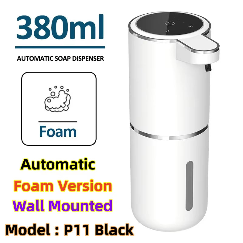 380ML Automatic Foam Soap P11 Dispenser Bathroom Smart Washing Hand Machine with USB Charging White ABS Material