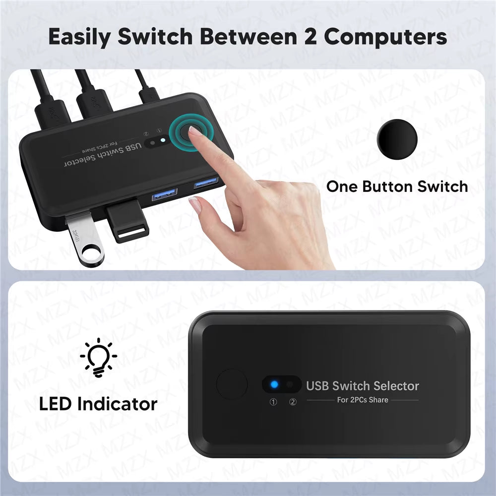 USB 3.0 Switch KVM Switcher Selector KM Hub Docking Station Dock 2 Computer Laptop PC Accessories Share Keyboard for Macbook