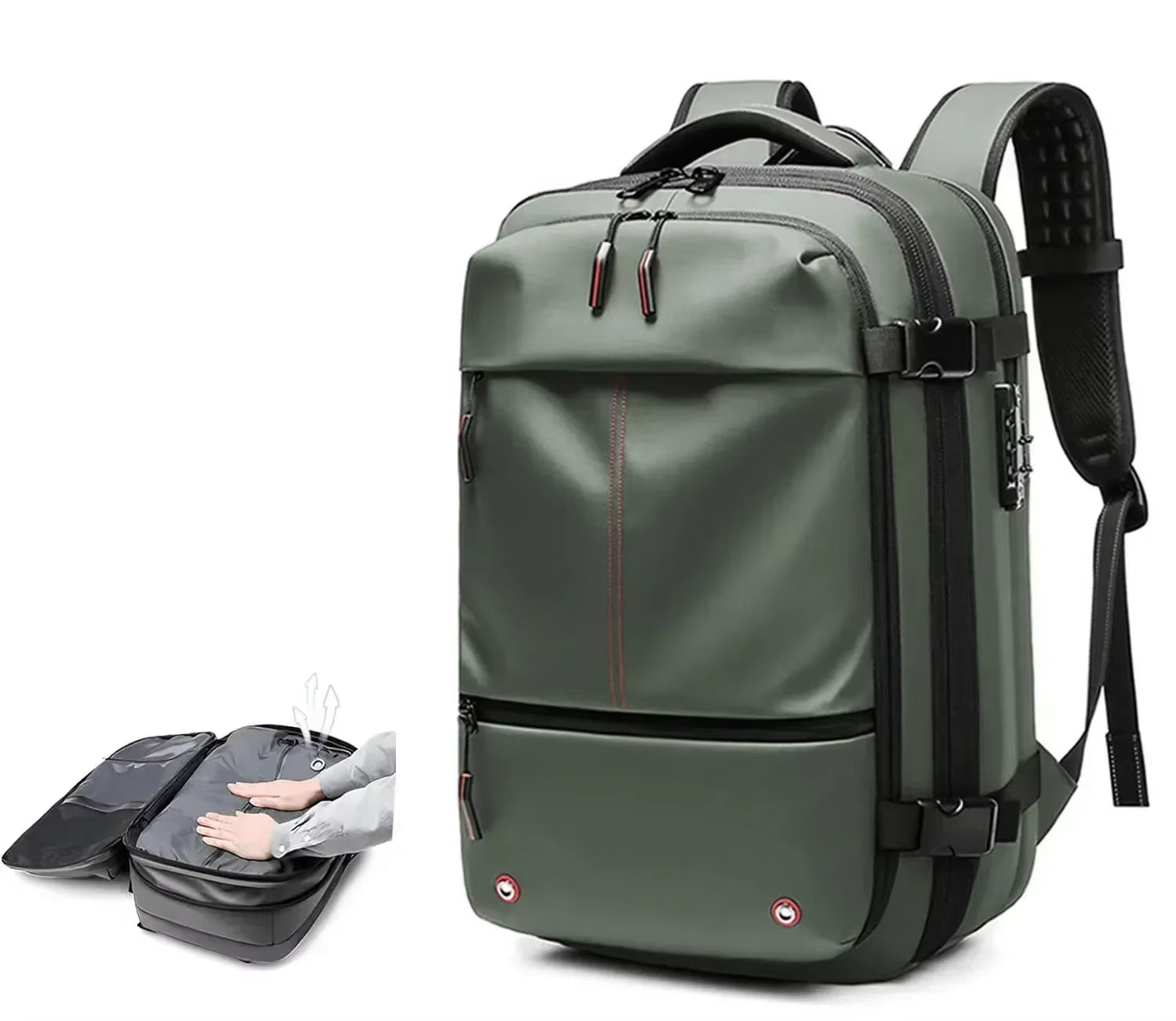 Travel Men Expanded 17.3 Inch Laptop Backpack Vacuum Compression Backpack Carry on Airback Airline Approved Luggage Storage Bag