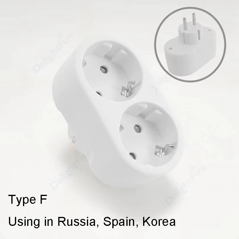 EU Plug Multiple Power Adapter Outlet European Standard 1 to 1/2/3 Way Multi-Plug Euro Converter Adaptor Electrical Sockets