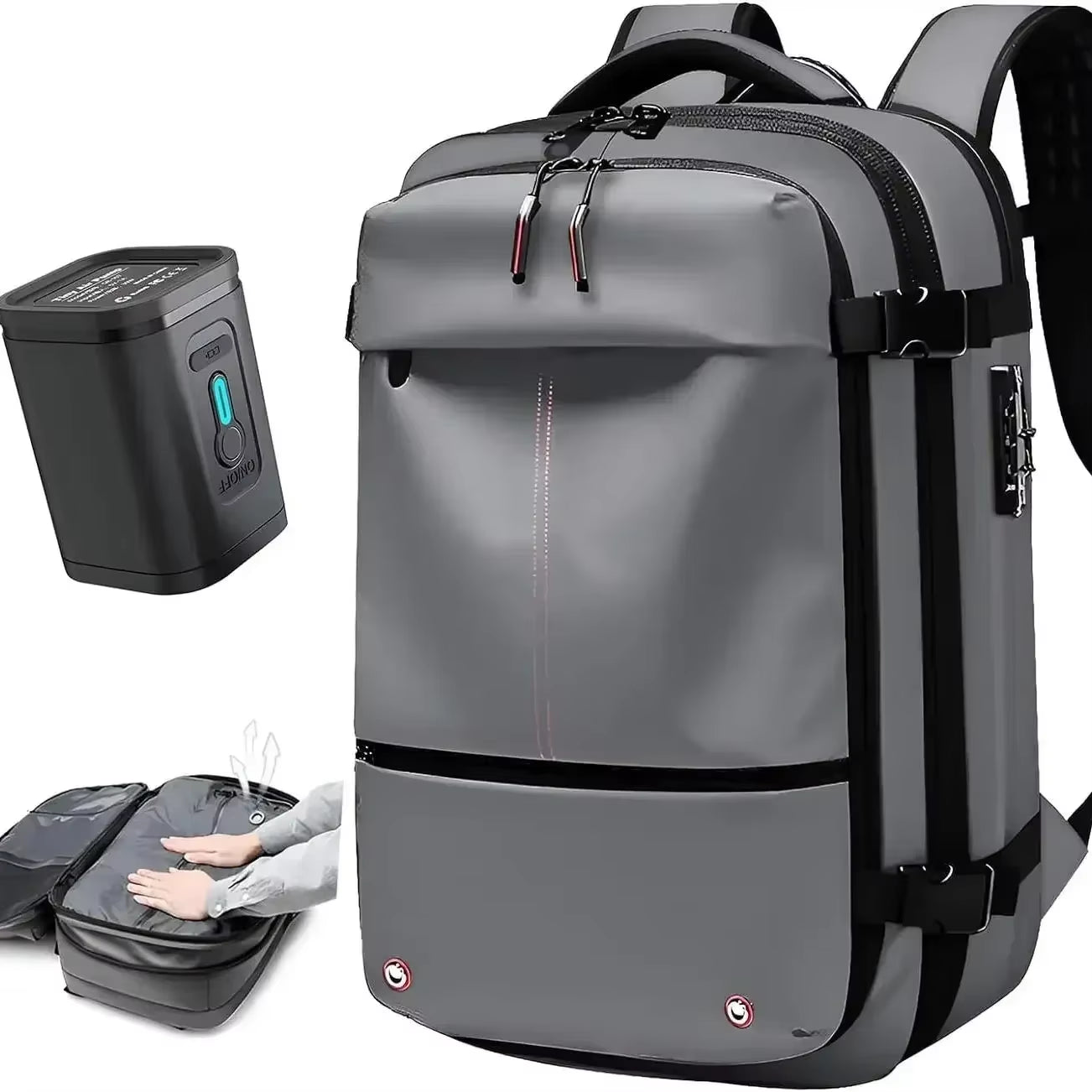 Travel Men Expanded 17.3 Inch Laptop Backpack Vacuum Compression Backpack Carry on Airback Airline Approved Luggage Storage Bag