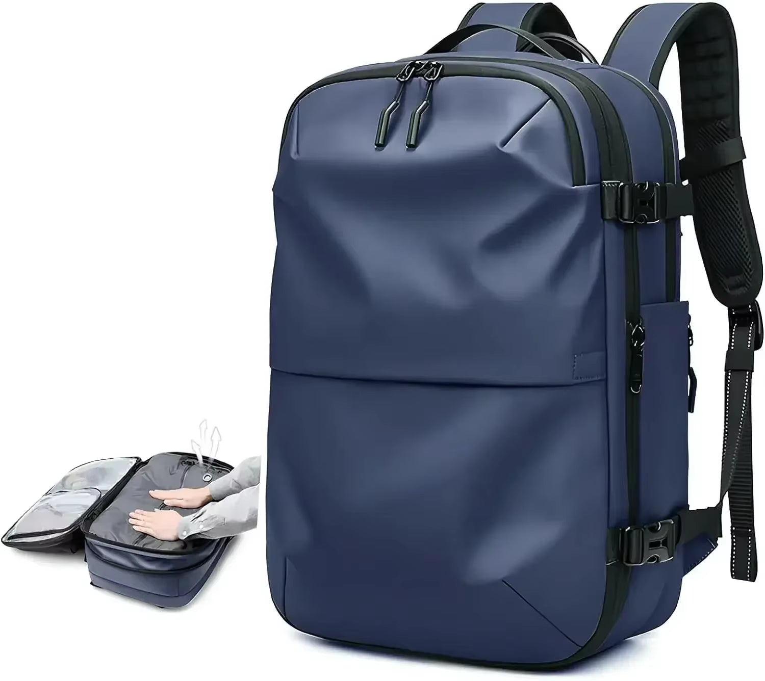 Travel Men Expanded 17.3 Inch Laptop Backpack Vacuum Compression Backpack Carry on Airback Airline Approved Luggage Storage Bag