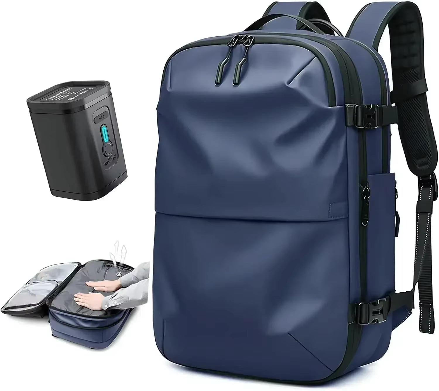 Travel Men Expanded 17.3 Inch Laptop Backpack Vacuum Compression Backpack Carry on Airback Airline Approved Luggage Storage Bag