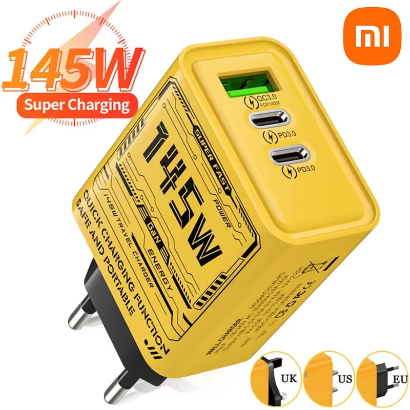 Xiaomi 145W Fast Phones Charger PD USB Charger Quick Charge Adapter for Iphone Samsung Huawei 3 Ports EU/US/UK Plug Wall Adapter