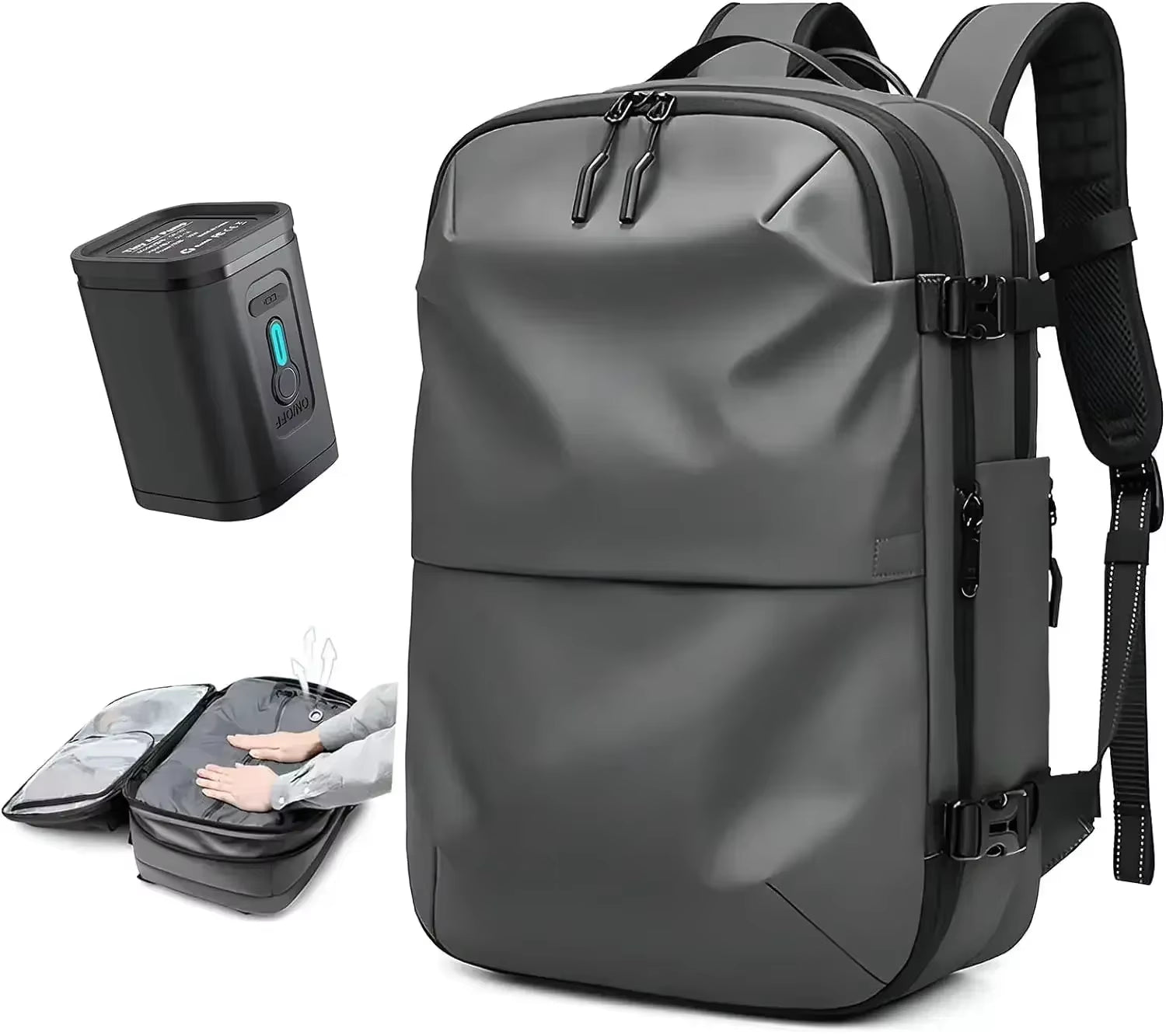 Travel Men Expanded 17.3 Inch Laptop Backpack Vacuum Compression Backpack Carry on Airback Airline Approved Luggage Storage Bag