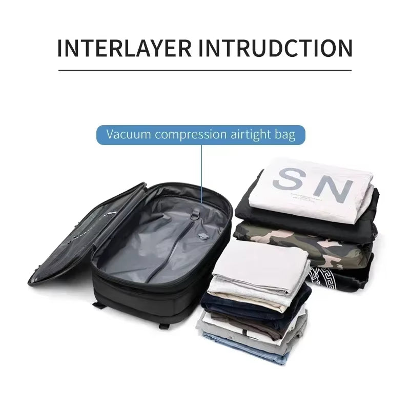 Travel Men Expanded 17.3 Inch Laptop Backpack Vacuum Compression Backpack Carry on Airback Airline Approved Luggage Storage Bag